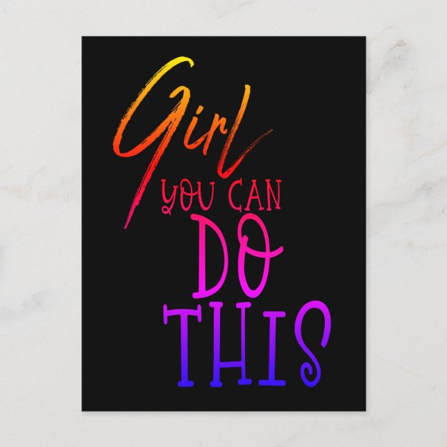 Girl You Can Do This Inspiring Quote Colourful Postcard (Front)