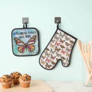 Girl, You’ve Totally Got This Butterfly Oven Mitt & Pot Holder Set