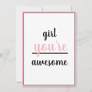  Girl You're Awesome Kind Gesture Girly Modern Thank You Card