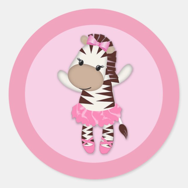 GIRL ZEBRA Tu Tu Cute Baby Shower sticker TTC #12 (Front)
