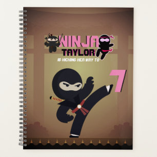 Girla NINJA kicking It Karate Warrior pink Black Planner