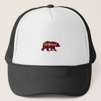 Girlfriend Bear Buffalo Red Plaid Matching Family Trucker Hat