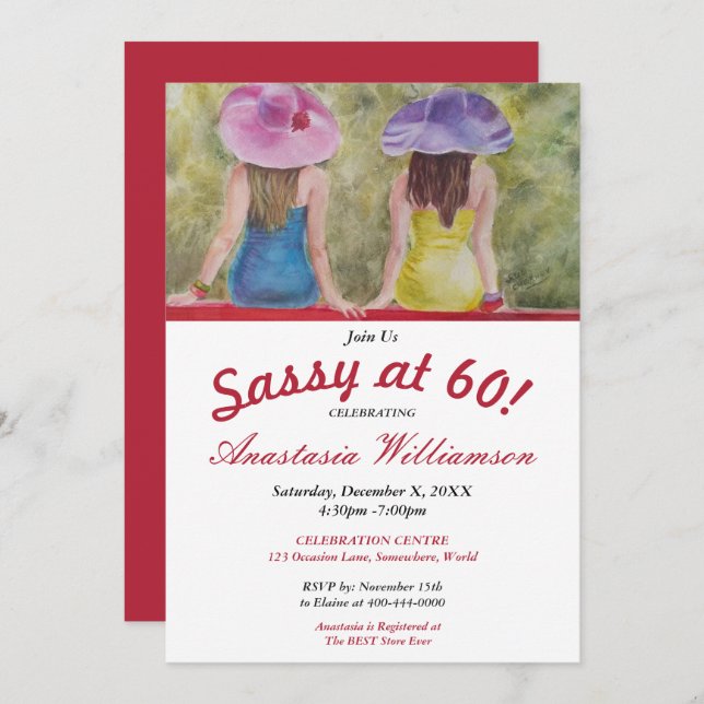GIRLFRIEND BESTIES SASSY AT 60 PARTY INVITATION (Front/Back)