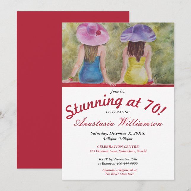 GIRLFRIEND BESTIES STUNNING AT 70 PARTY INVITATION (Front/Back)