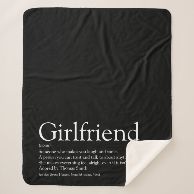 Girlfriend Definition Black and White Modern Sherpa Blanket (Front)