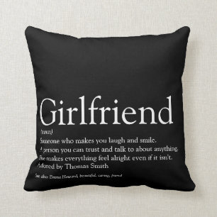 Girlfriend Definition Black and White Modern Throw Pillow