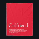 Girlfriend Definition Cool Fun Red Fleece Blanket<br><div class="desc">Personalize for your girlfriend to create a unique valentine,  Christmas or birthday gift. A perfect way to show her how amazing she is every day. You can even customize the background to their favourite colour. Designed by Thisisnotme©</div>