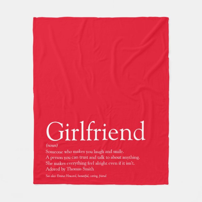 Girlfriend Definition Cool Fun Red Fleece Blanket (Front)