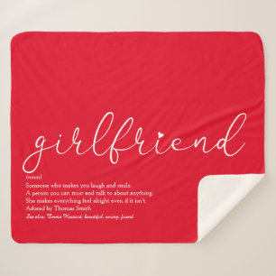 Girlfriend Definition Love Heart Chic Script Red Sherpa Blanket