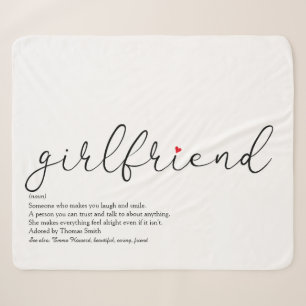 Girlfriend Definition Red Love Heart Chic Script Sherpa Blanket