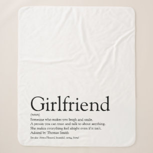 Girlfriend Definition Saying Black and White Sherpa Blanket
