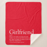 Girlfriend Definition Saying Modern Red Sherpa Blanket<br><div class="desc">Personalize for your girlfriend to create a unique valentine,  Christmas or birthday gift. A perfect way to show her how amazing she is every day. You can even customize the background to their favourite colour. Designed by Thisisnotme©</div>