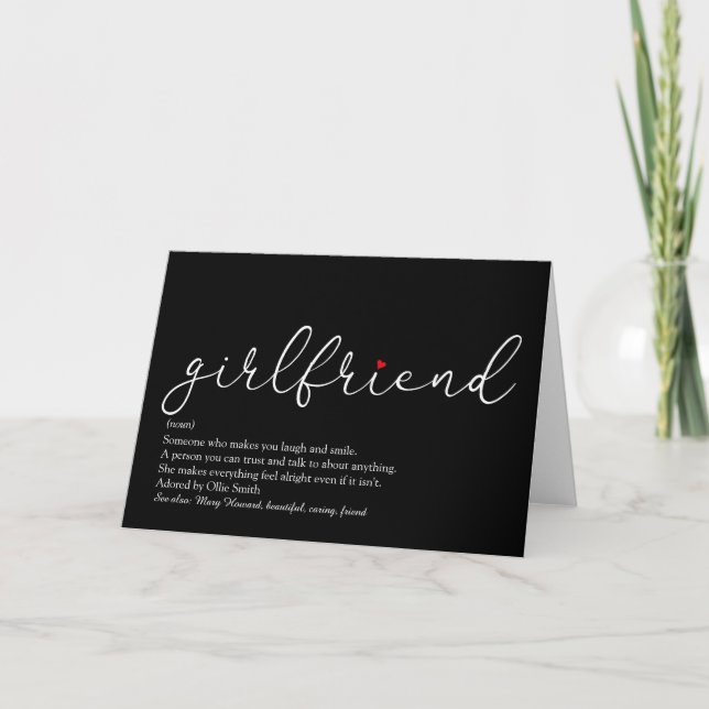 Girlfriend Definition Script Love Heart Card (Front)