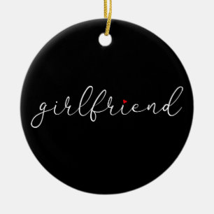 Girlfriend Definition Script Red Love Heart Ceramic Ornament