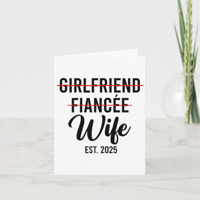 Girlfriend Fiancee Wife Wedding Married Groom Est. Card (Front)