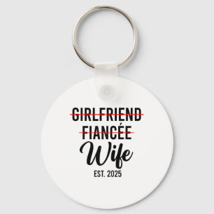 Girlfriend Fiancee Wife Wedding Married Groom Est. Keychain