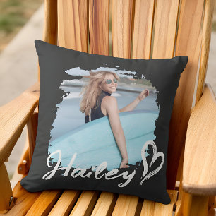 Girlfriend Grunge Heart Simple Modern Cool Photo Throw Pillow