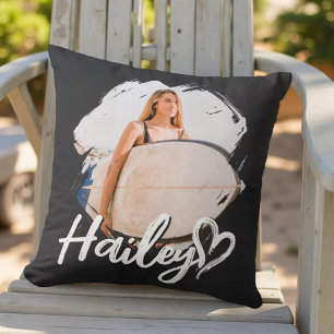 Girlfriend Grunge Simple Modern Heart Cool Photo Throw Pillow