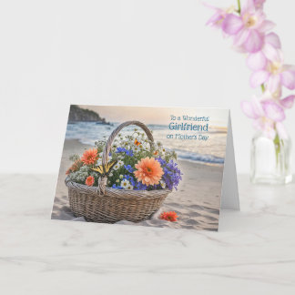 Girlfriend Happy Mothers Day  Flowers Beach Card