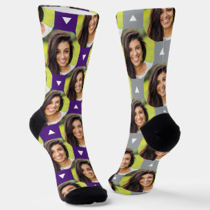 Girlfriend Photo for Boyfriend Fun Purple Grey Pho Socks