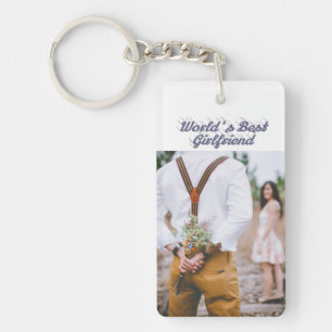 Girlfriend photo gray script  keychain