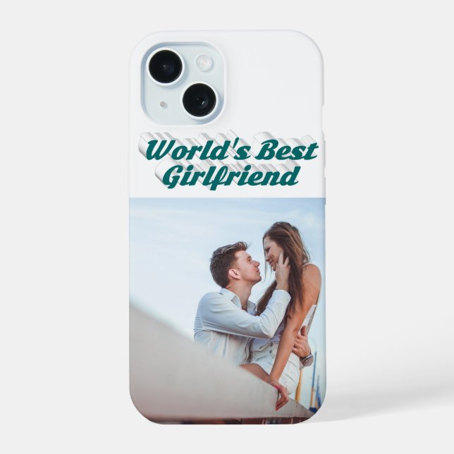 Girlfriend Photo green typography iPhone 15 Case (Back)