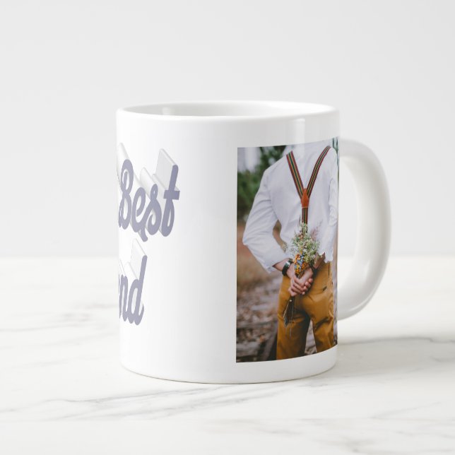 Girlfriend photo grey script large coffee mug (Front Right)