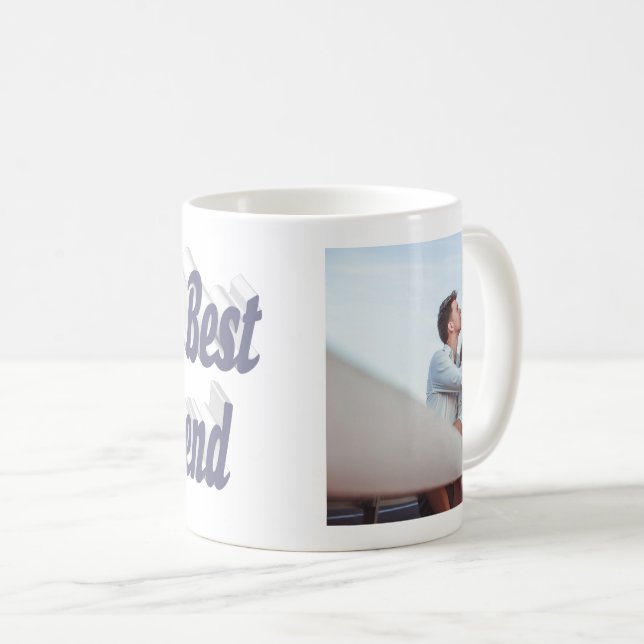 Girlfriend Photo grey typography Coffee Mug (Front Right)