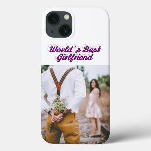 Girlfriend photo purple script iPhone 13 case