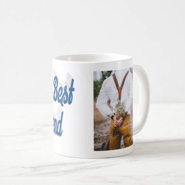 Girlfriend photo sea blue script coffee mug (Front Right)