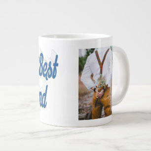 Girlfriend photo sea blue script large coffee mug