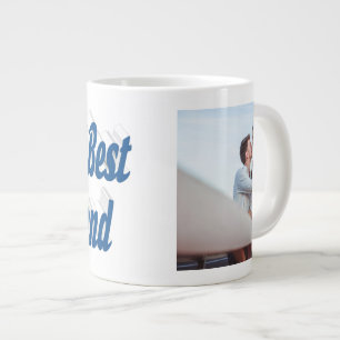 Girlfriend Photo sea blue typography Large Coffee Mug