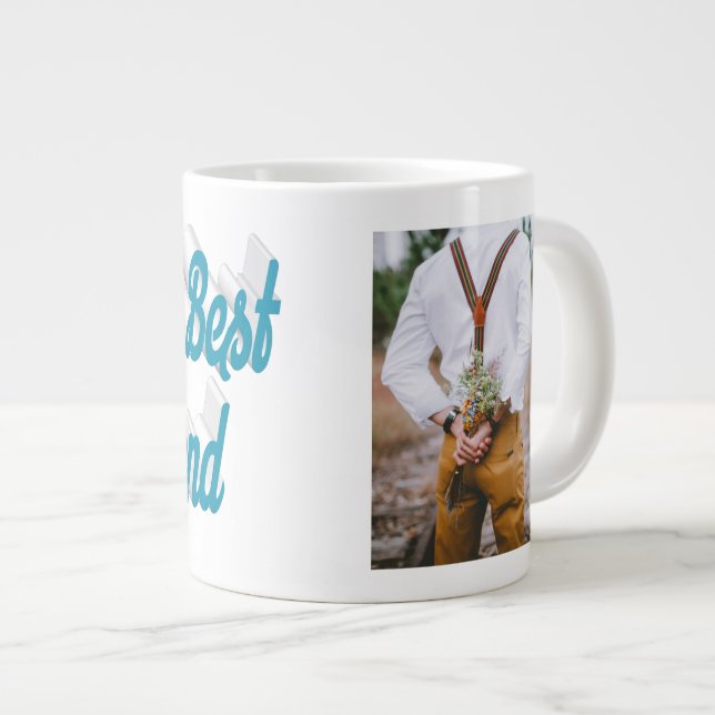 Girlfriend photo sky blue script large coffee mug (Front Right)