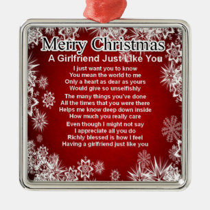 Girlfriend Poem - Christmas Design Metal Ornament