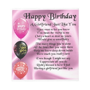 Girlfriend poem  -  Happy Birthday Notepad