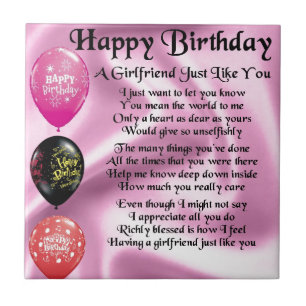 Girlfriend poem  -  Happy Birthday Tile