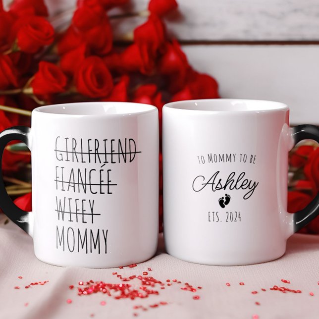Girlfriend to Mommy Pregnancy Reveal Personalized Magic Mug (Girlfriend to Mommy Pregnancy Reveal Personalized Magic Mug)