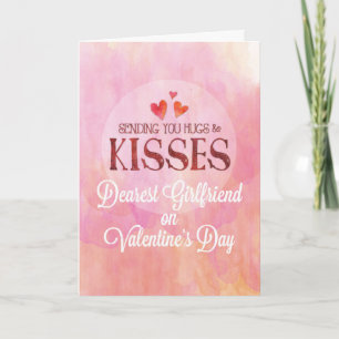 Girlfriend Valentine Sending Hugs and Kisses Card