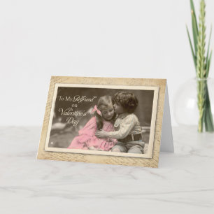 Girlfriend Valentines Day Vintage Sweet Kiss Card