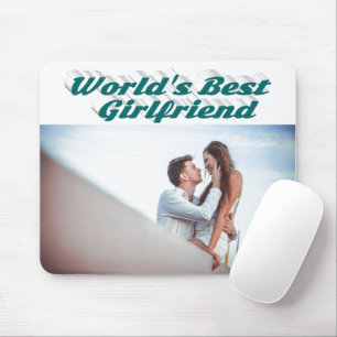 Girlfriend with green typography photo mouse pad