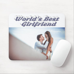 Girlfriend with grey typography photo mouse pad