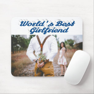 Girlfriend with sea blue script photo mouse pad