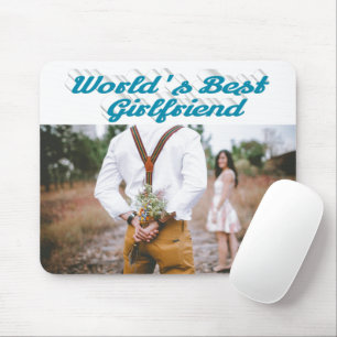 Girlfriend with sky blue script photo mouse pad