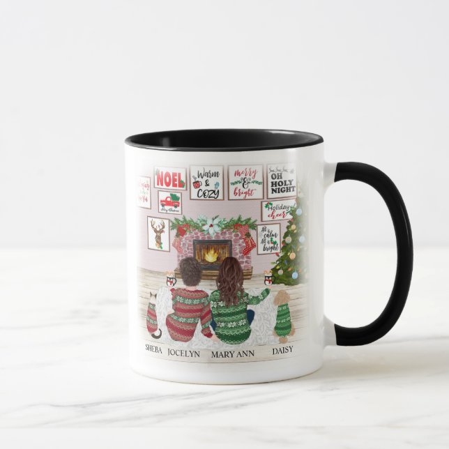 Girlfriends, Sisters Dog Cat Home for Christmas Mug (Right)