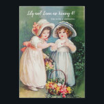 Girlfriends Vintage Invitation<br><div class="desc">A sweet, vintage invitation featuring two little girls in the garden with a letter in hand. (Pix). The card is easy to customize with your wording, font, font colour and choice of six paper types.Not exactly what you're looking for? All our products can be custom designed to meet your needs...</div>