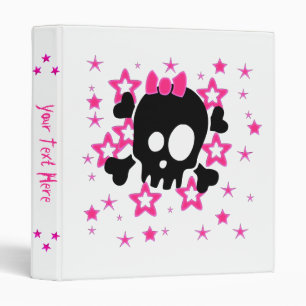 Girlie Black Skull Cartoon Binder