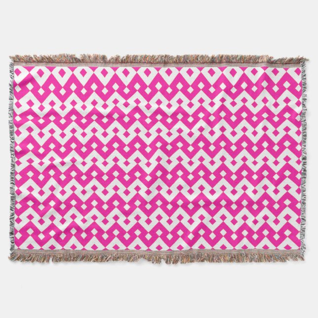 Girlie Candy Pink and White Chevrons Throw Blanket (Front)