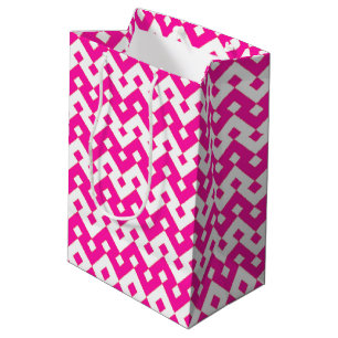 Girlie Candy Pink, White Zigzags Medium Gift Bag