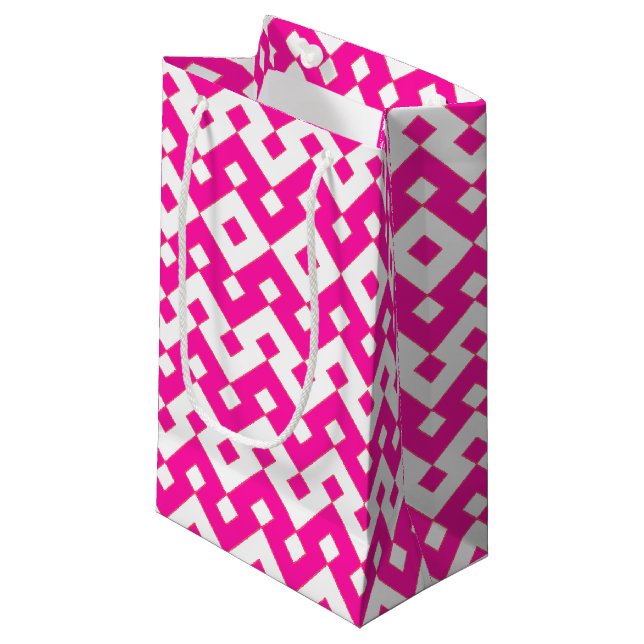 Girlie Candy rose et blanc Zigzags Petit sac cadea (Devant Angle)