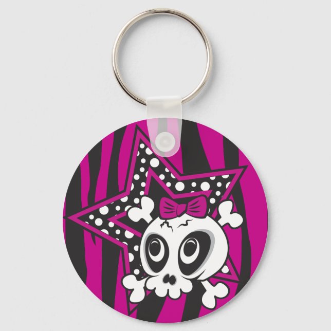 Girlie Emo Skull Keychain (Front)